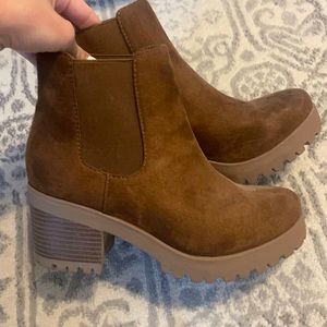 Chestnut brown soda booties with small heel
